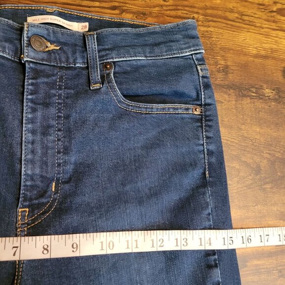 Levi's Jeans Size 28 Mile High Super Skinny Stretch Dark Wash Denim Western - Picture 8 of 11